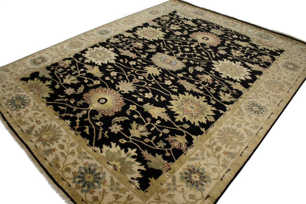 Black Floral 8X11 Osh Chobi Peshawar Oriental Rug