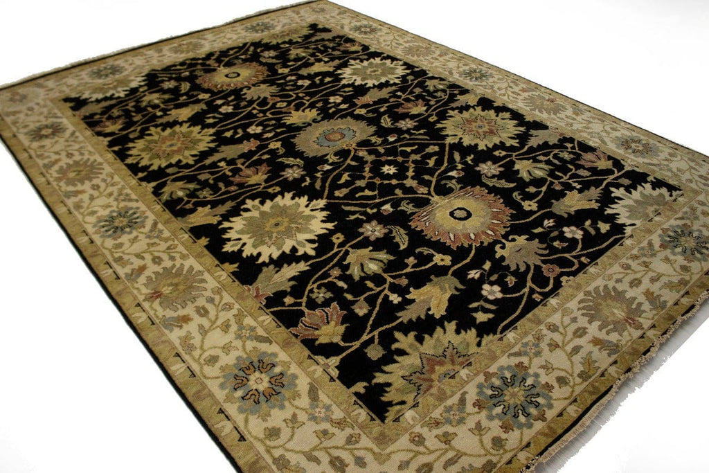 Black Floral 8X11 Osh Chobi Peshawar Oriental Rug