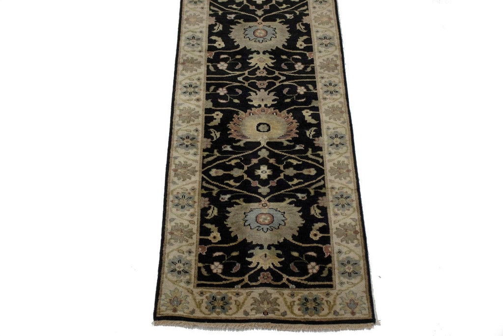 Black Floral 3X12 Osh Chobi Peshawar Oriental Runner Rug