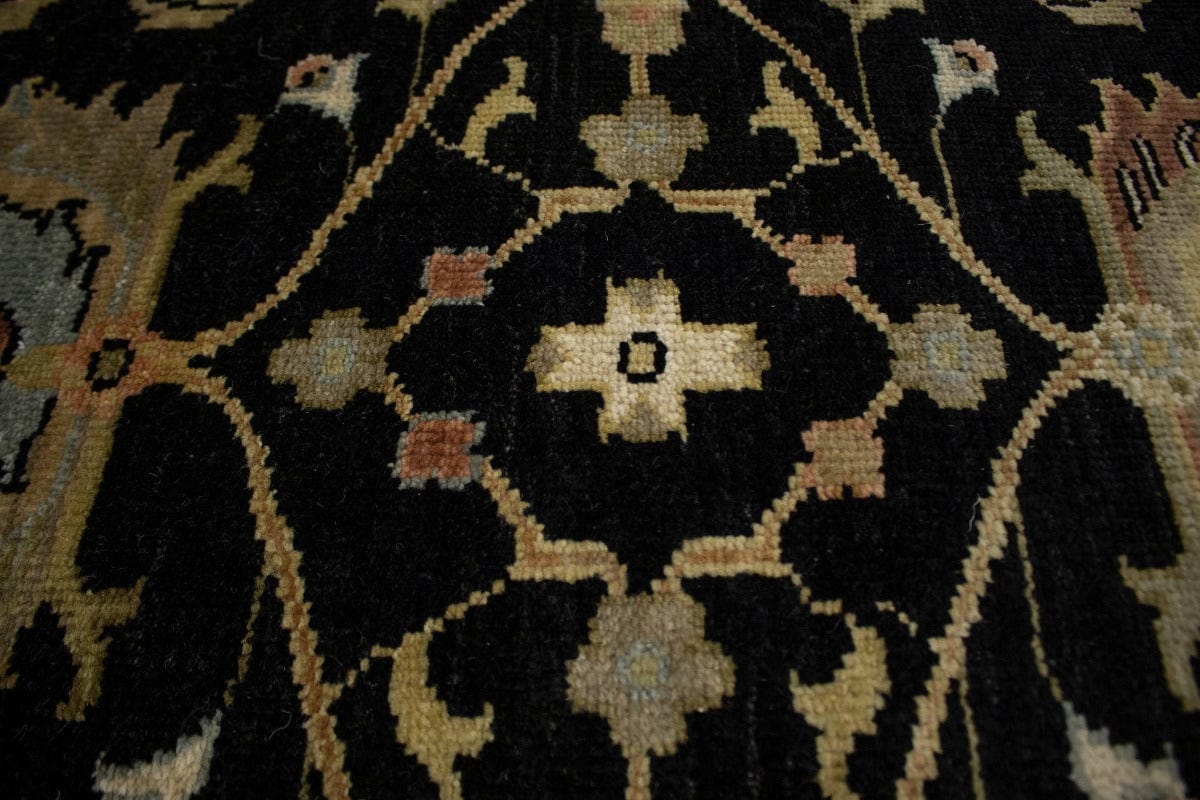 Black Floral 3X12 Osh Chobi Peshawar Oriental Runner Rug