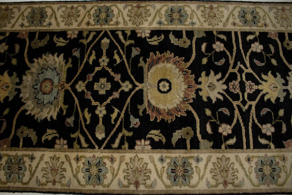 Black Floral 3X10 Osh Chobi Peshawar Oriental Runner Rug