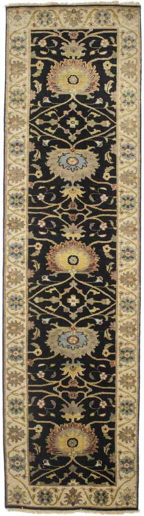 Black Floral 3X10 Osh Chobi Peshawar Oriental Runner Rug