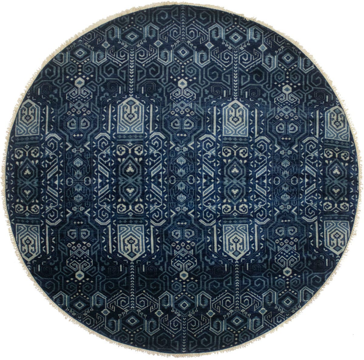 Dark Navy & Gray 8X8 Contemporary Round Rug