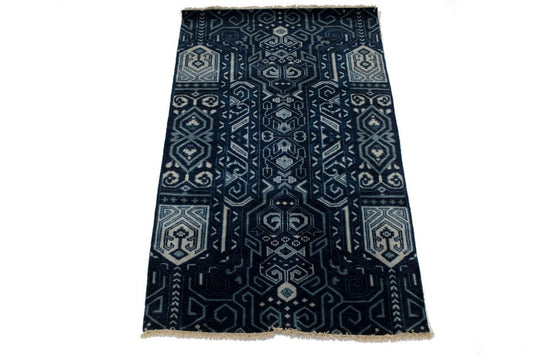 Dark Navy & Gray 3X5 Contemporary Rug