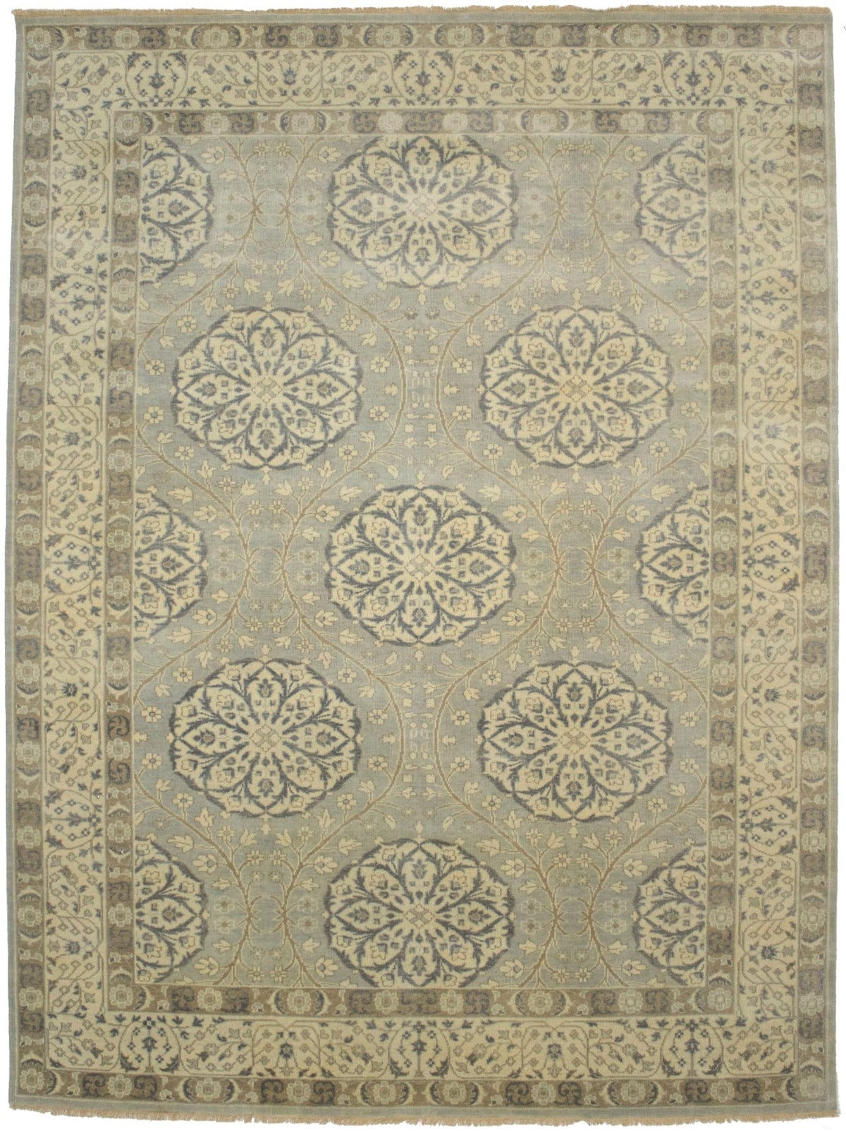 Gray Floral 8X11 Oushak Chobi Oriental Rug