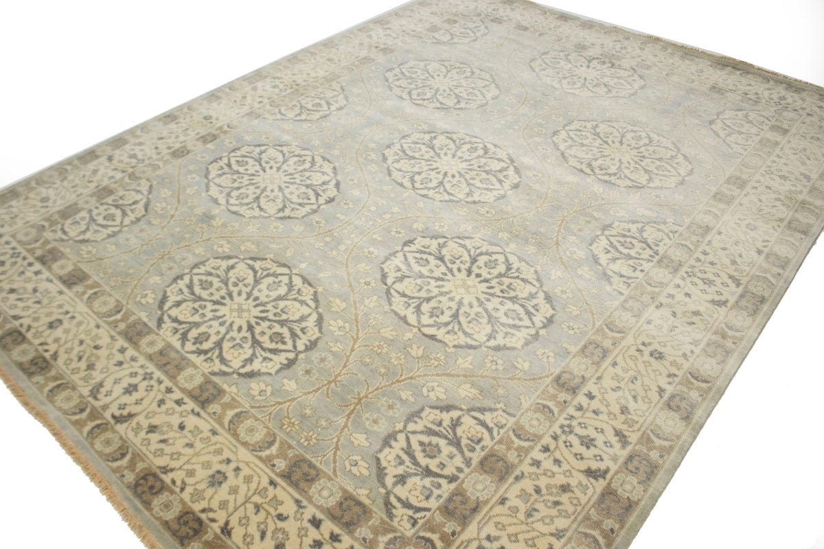 Gray Floral 8X11 Oushak Chobi Oriental Rug