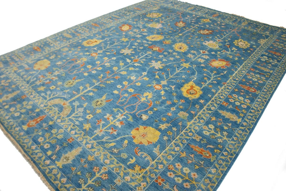 Blue Floral 10X14 Osh Chobi Oriental Rug