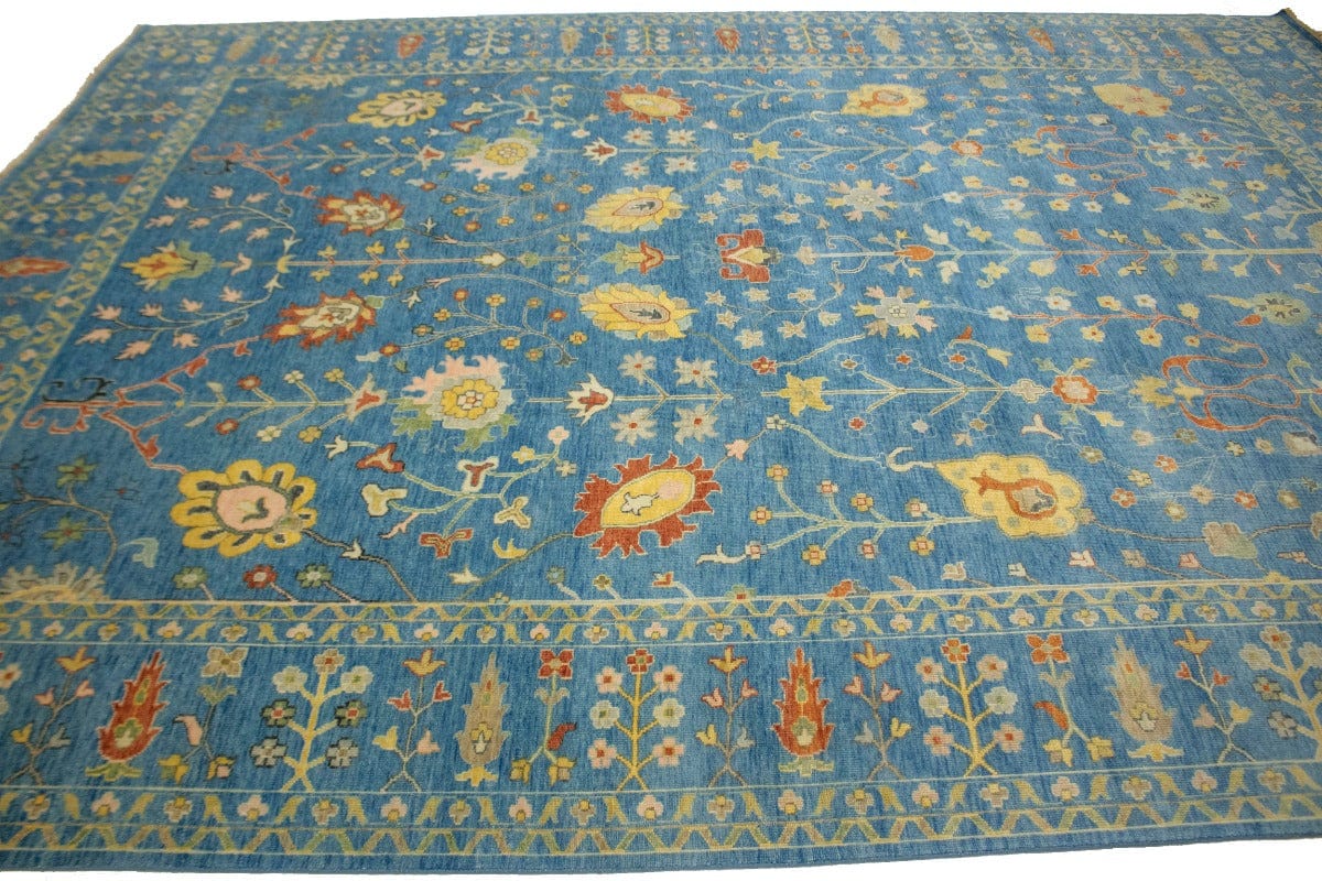 Blue Floral 10X14 Osh Chobi Oriental Rug