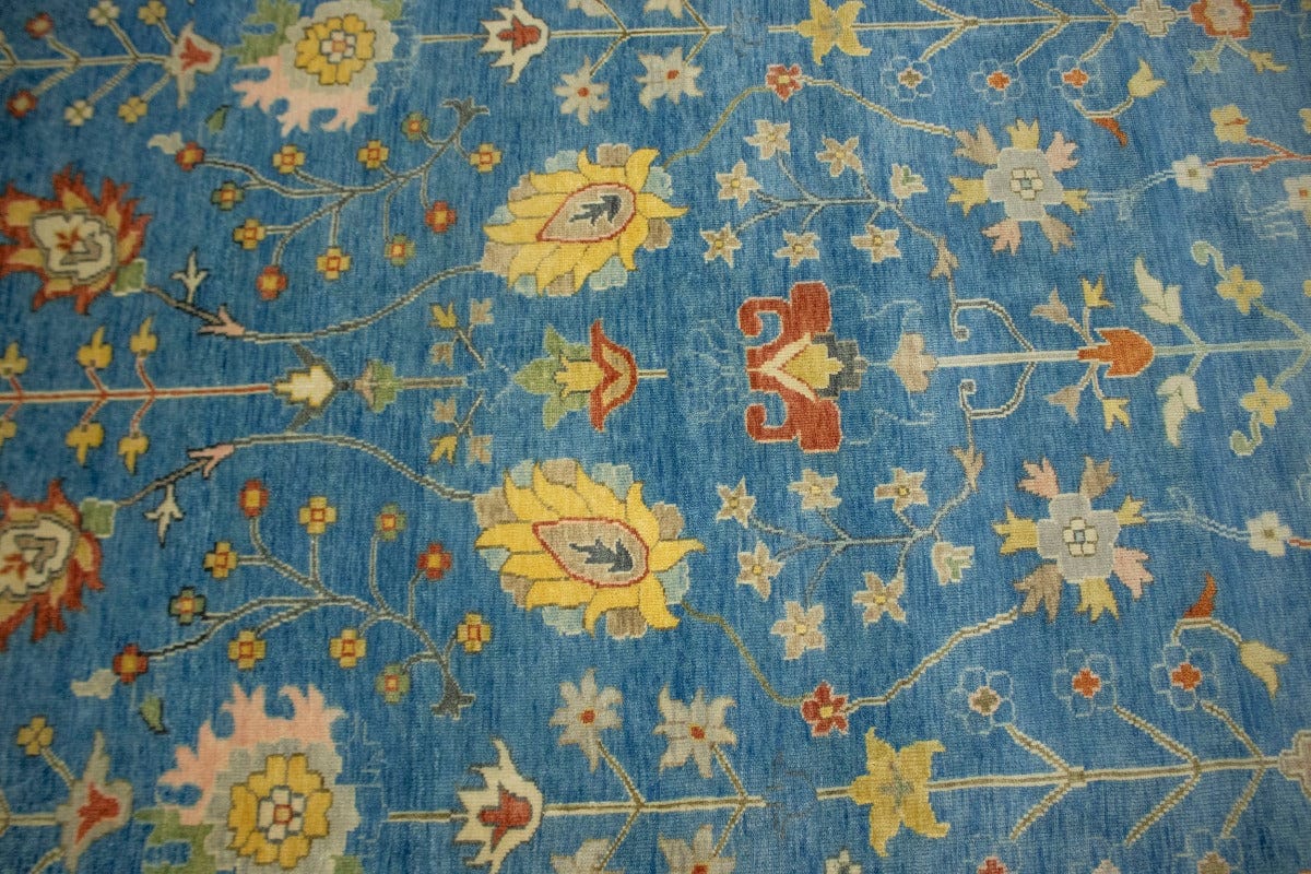 Blue Floral 10X14 Osh Chobi Oriental Rug