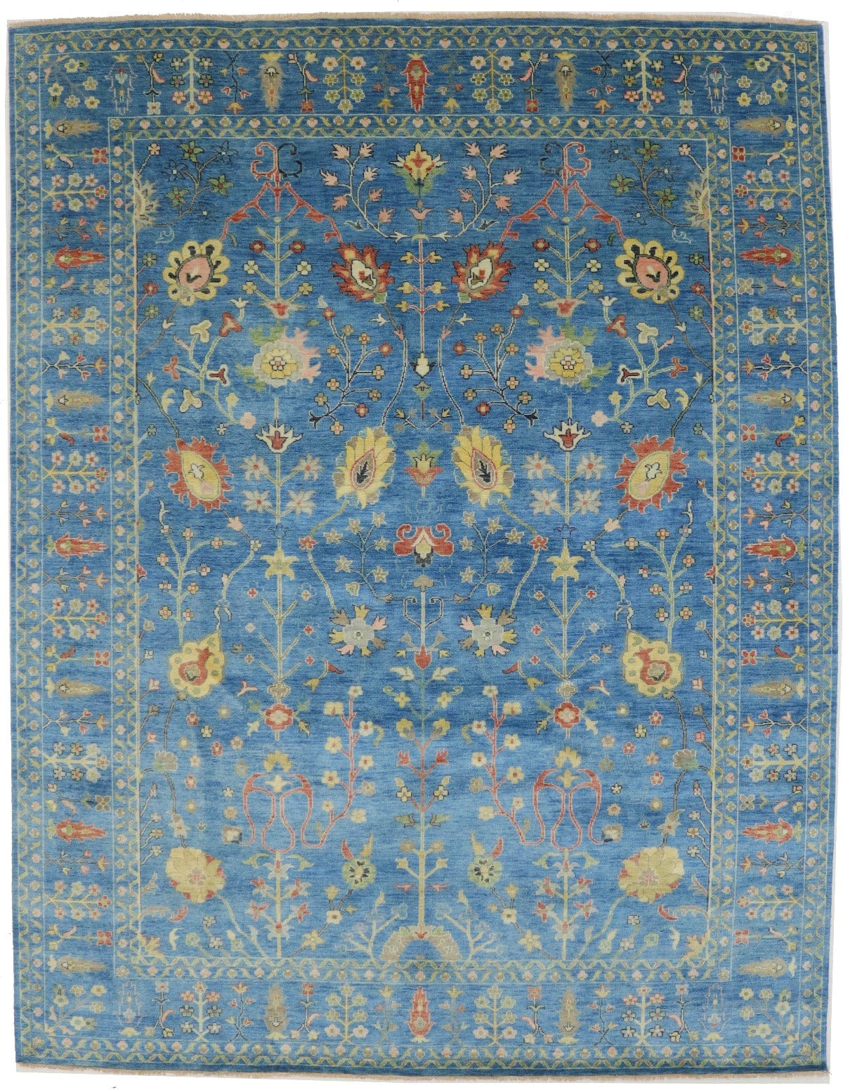 Blue Floral 9X12 Osh Chobi Oriental Rug