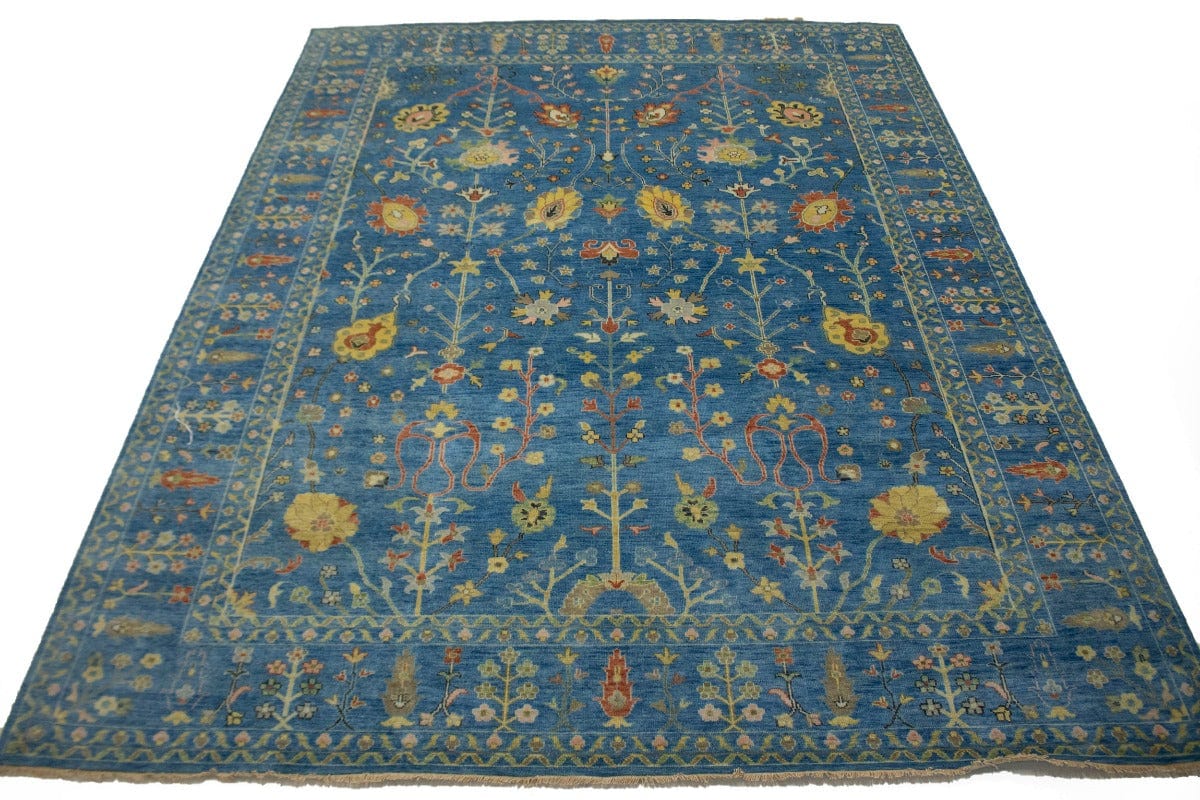 Blue Floral 9X12 Osh Chobi Oriental Rug