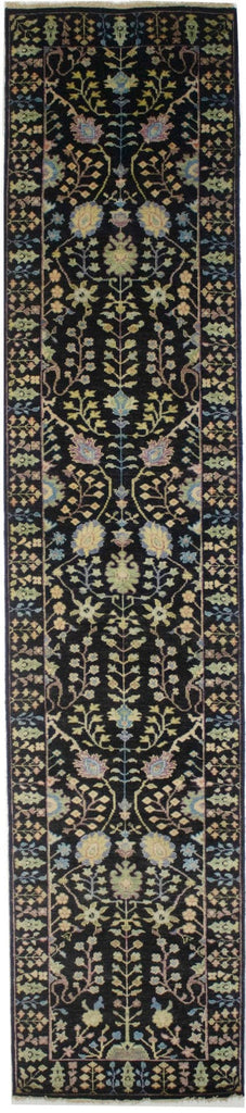 Black Floral 3X12 Osh Chobi Oriental Runner Rug