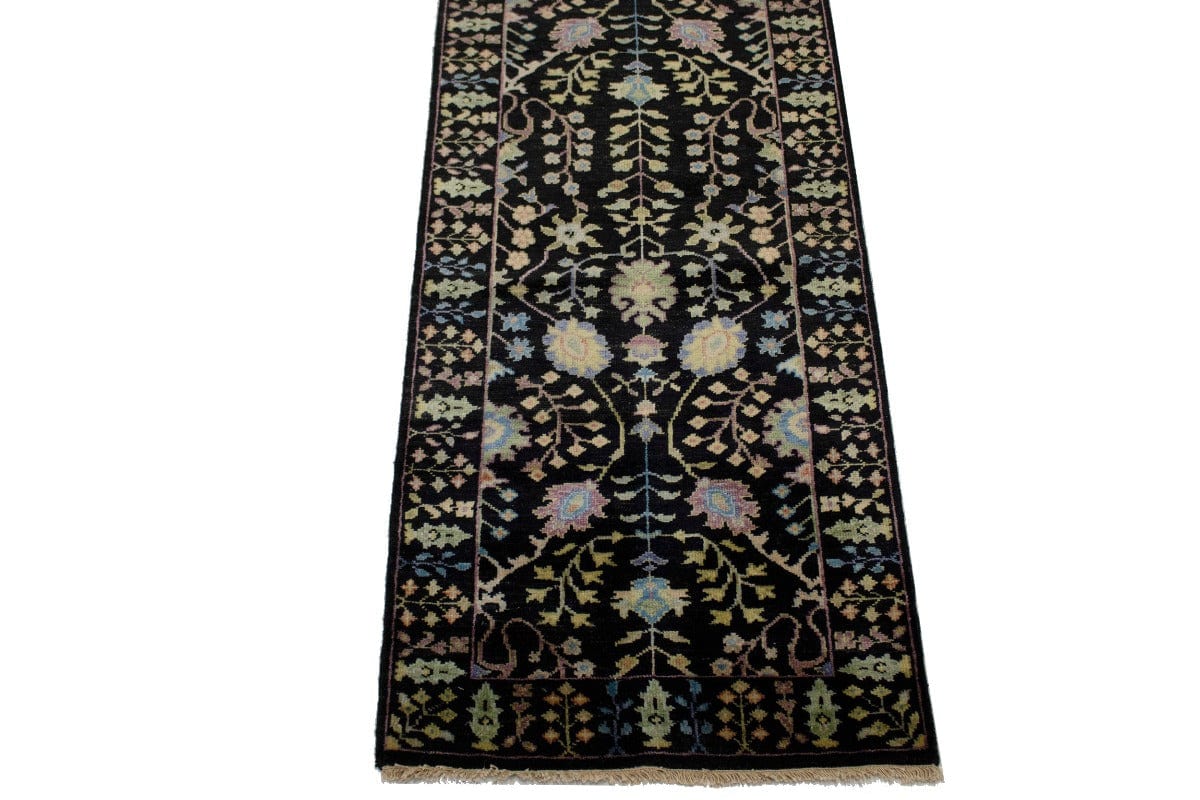 Black Floral 3X12 Osh Chobi Oriental Runner Rug