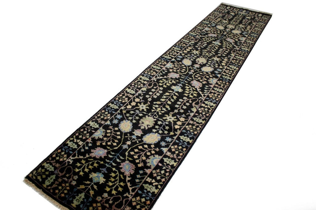 Black Floral 3X12 Osh Chobi Oriental Runner Rug