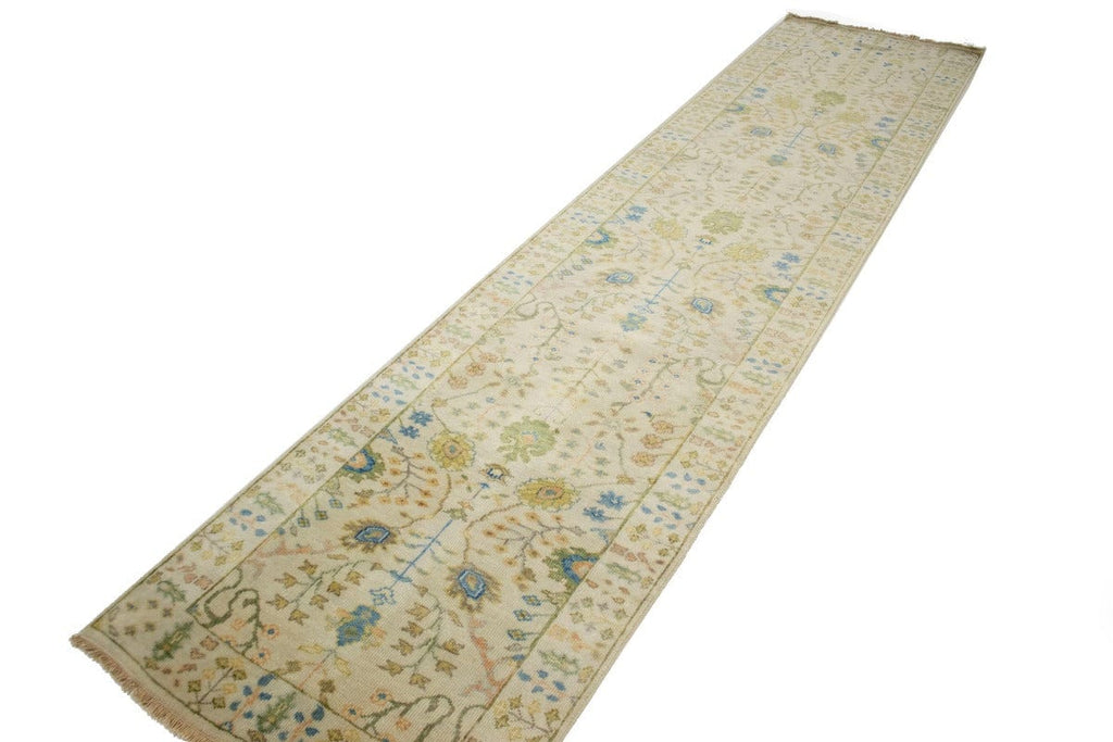 Ivory Floral 3X12 Osh Chobi Oriental Runner Rug