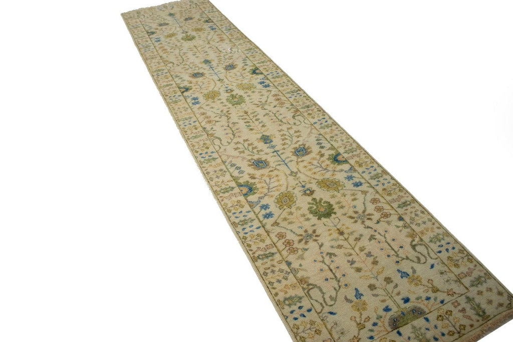 Ivory Floral 3X12 Osh Chobi Oriental Runner Rug