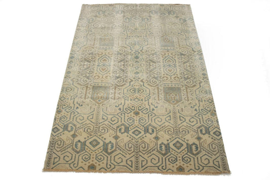 Cream Geometric 5X8 Contemporary Rug