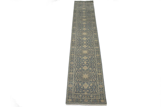 Slate Floral Transitional 3X14 Oriental Runner Rug