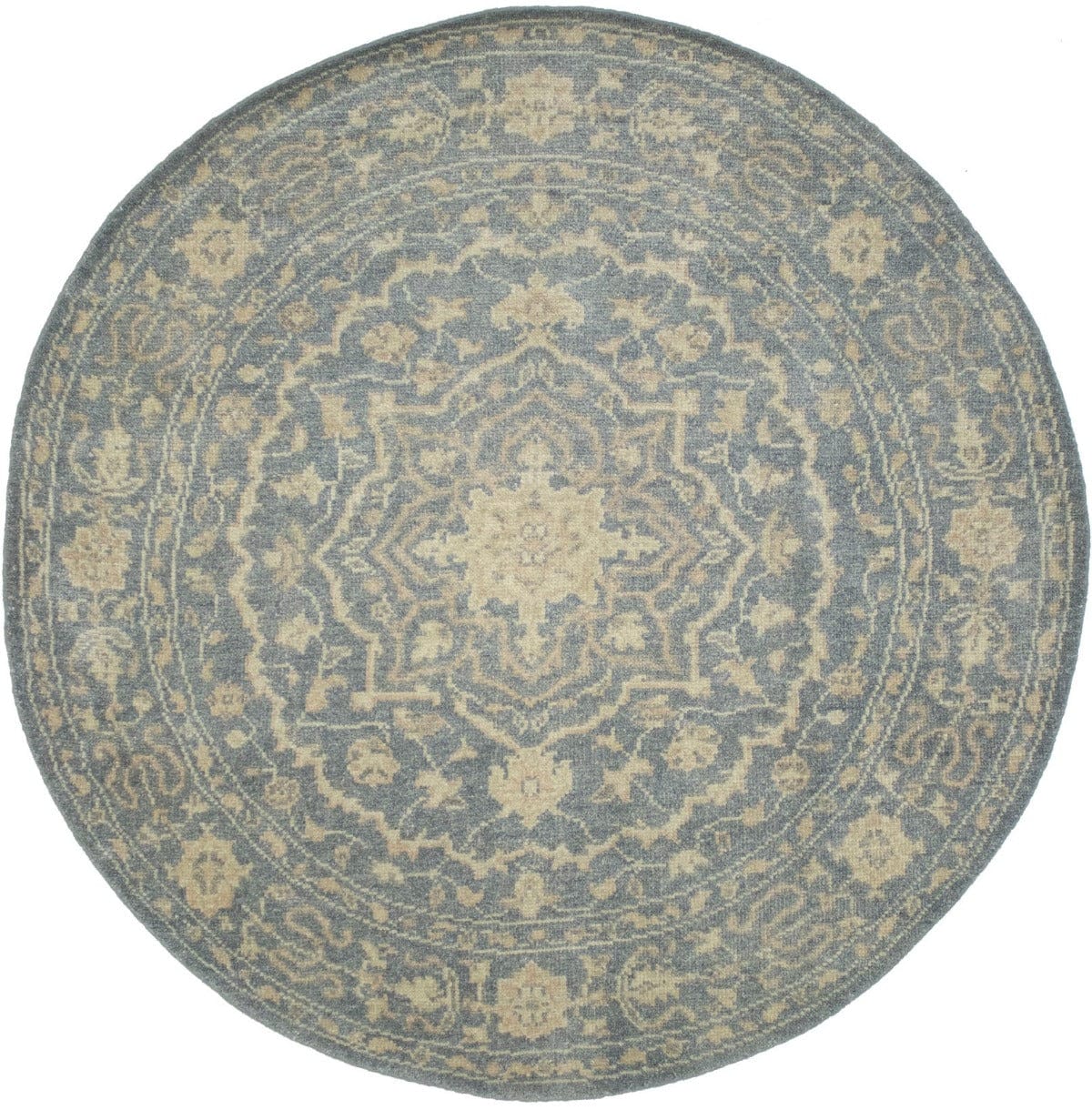 Slate Floral Transitional 6X6 Oriental Round Rug