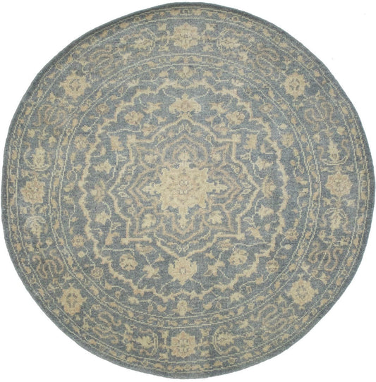 Slate Floral Transitional 6X6 Oriental Round Rug