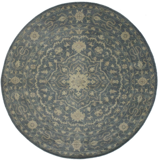 Slate Floral Transitional 8X8 Oriental Round Rug