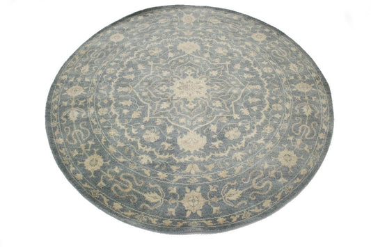 Slate Floral Transitional 8X8 Oriental Round Rug