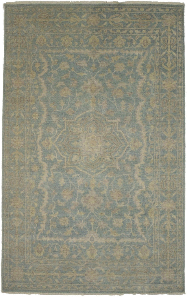 Teal Floral Transitional 5X8 Oriental Rug