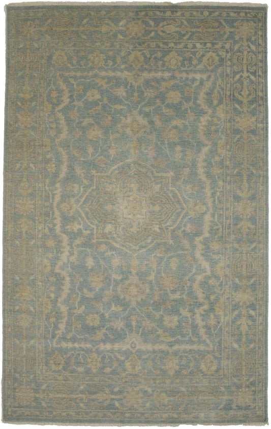 Teal Floral Transitional 5X8 Oriental Rug