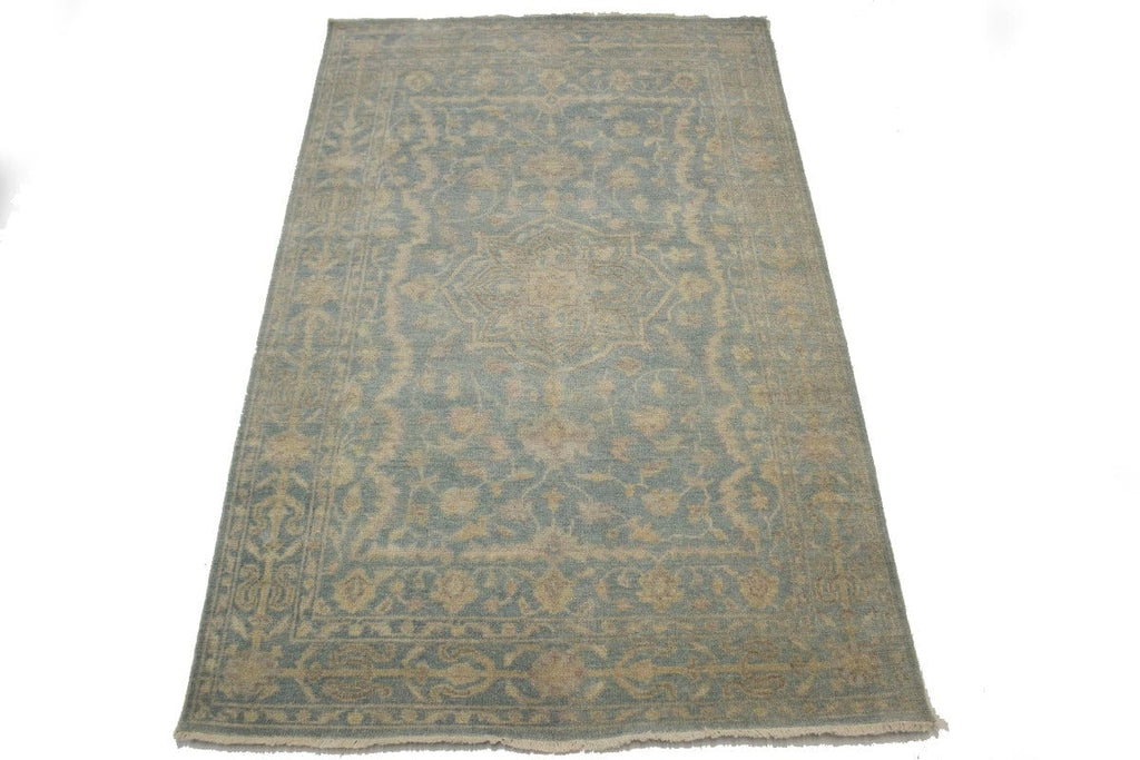 Teal Floral Transitional 5X8 Oriental Rug