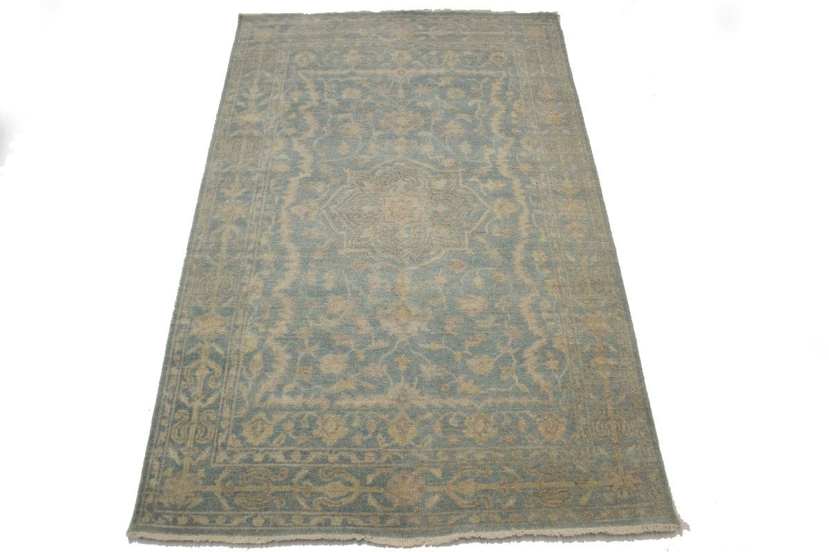 Teal Floral Transitional 5X8 Oriental Rug