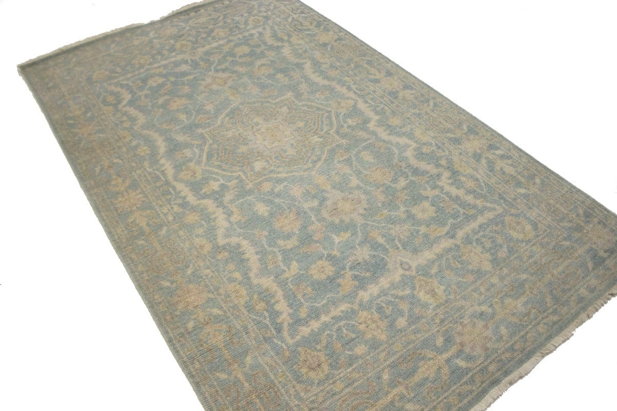 Teal Floral Transitional 5X8 Oriental Rug