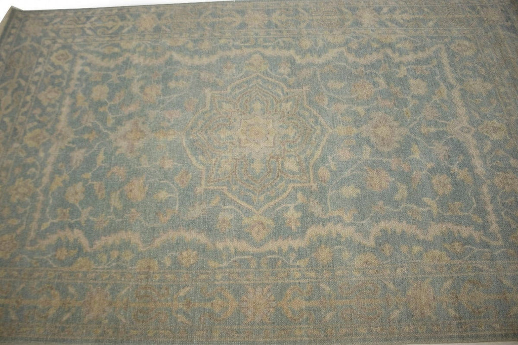 Teal Floral Transitional 5X8 Oriental Rug