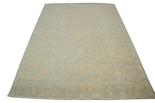 Teal Floral Transitional 10X14 Oriental Rug