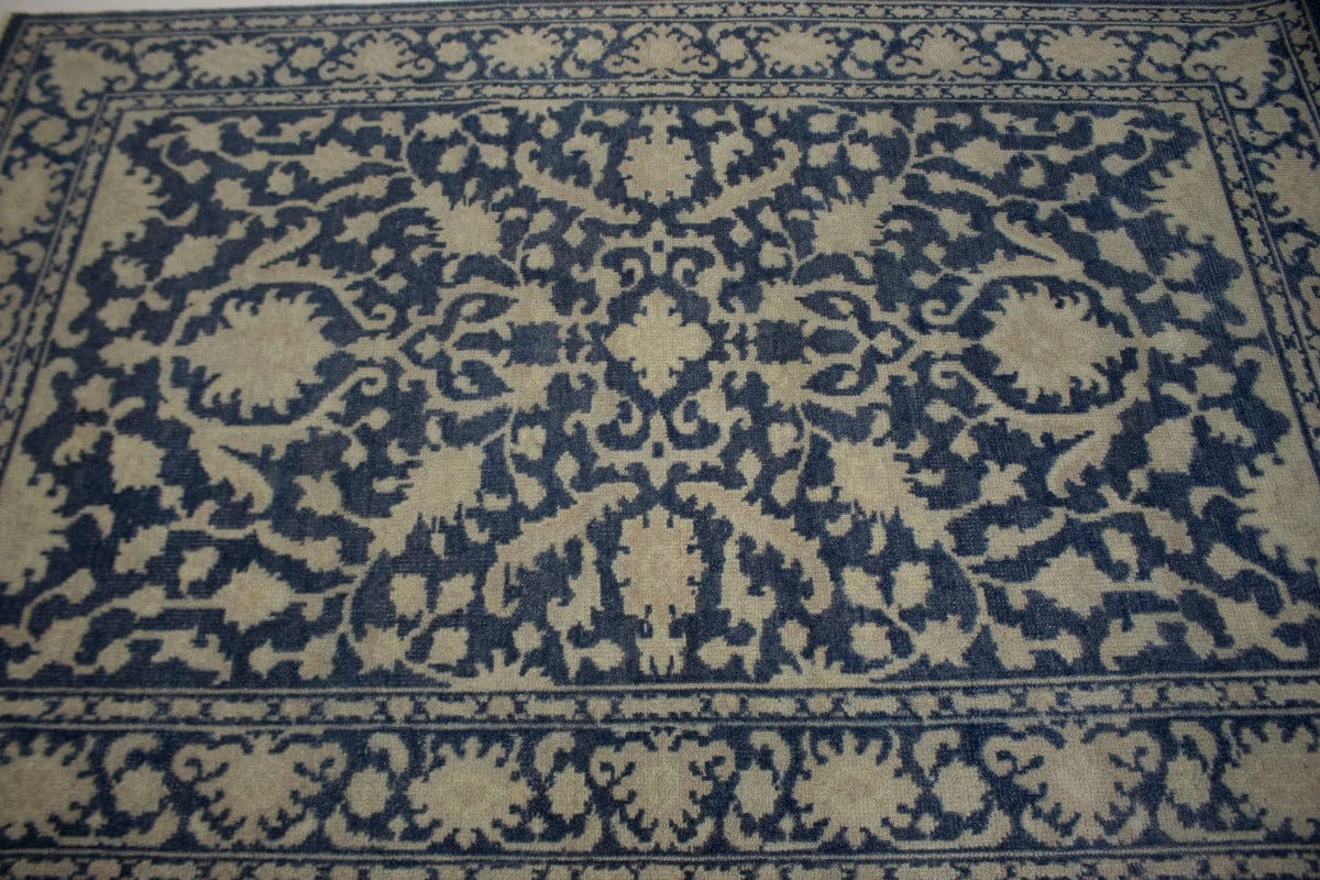 Slate Blue Floral 5X8 Oriental Rug