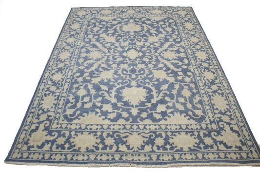 Slate Blue Floral 9X12 Oriental Rug