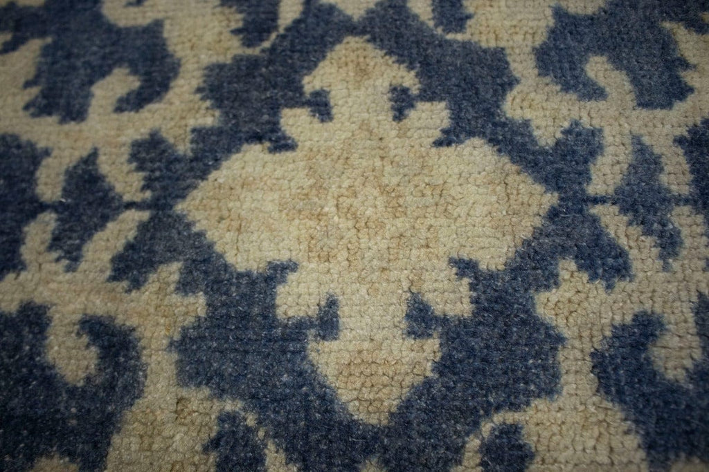 Slate Blue Floral Transitional 6X6 Oriental Round Rug