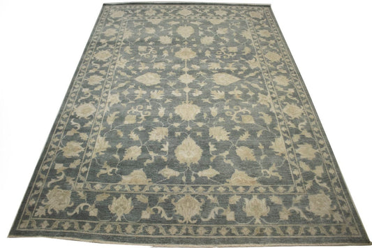 Dark Slate Floral Transitional 10X14 Oriental Rug