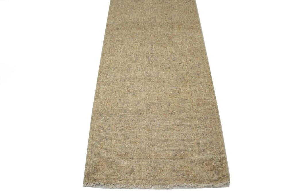 Muted Cream Floral 3X14 Oushak Chobi Oriental Runner Rug