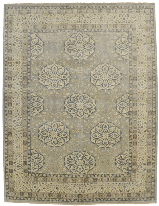 Gray Floral 9X12 Oushak Chobi Oriental Rug