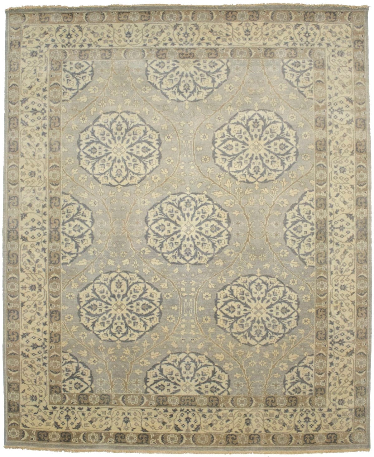 Gray Floral 8X10 Oushak Chobi Oriental Rug