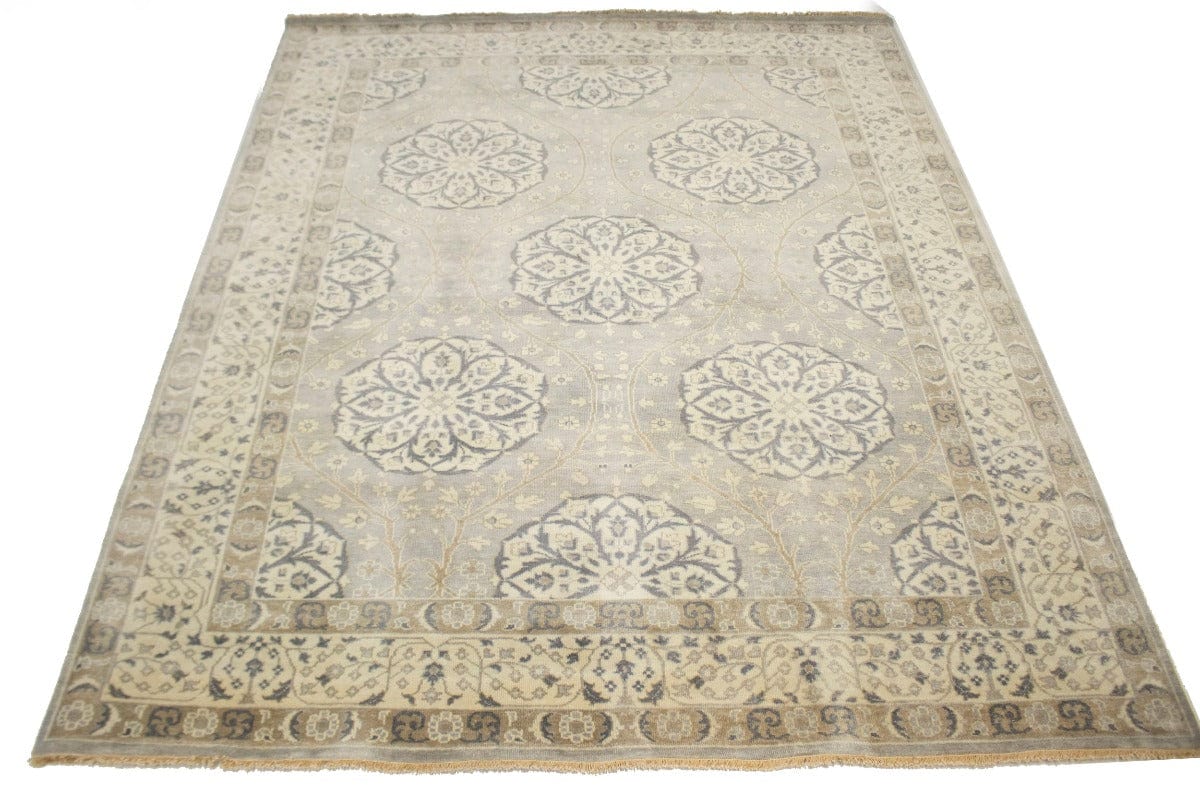 Gray Floral 8X10 Oushak Chobi Oriental Rug