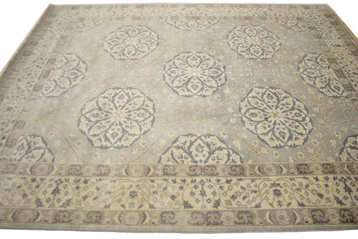 Gray Floral 8X10 Oushak Chobi Oriental Rug