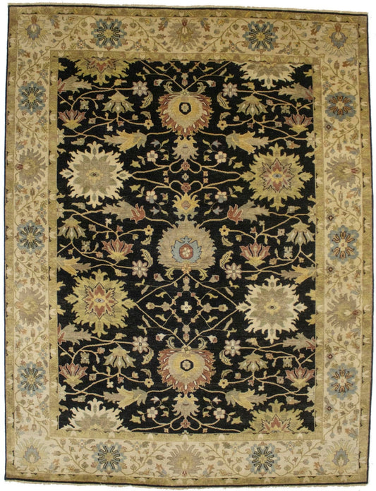 Black Floral 9X12 Osh Chobi Peshawar Oriental Rug