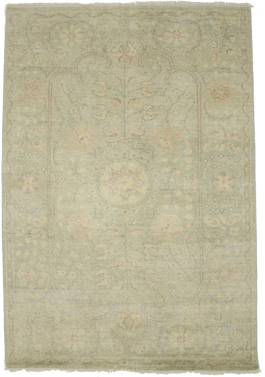 Green Floral Transitional 4X6 Oriental Rug