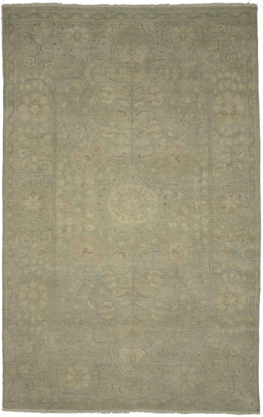 Green Floral Transitional 5X8 Oriental Rug