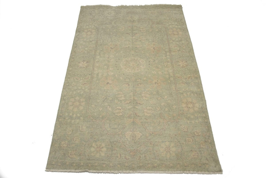 Green Floral Transitional 5X8 Oriental Rug