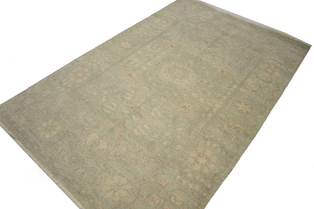 Green Floral Transitional 5X8 Oriental Rug