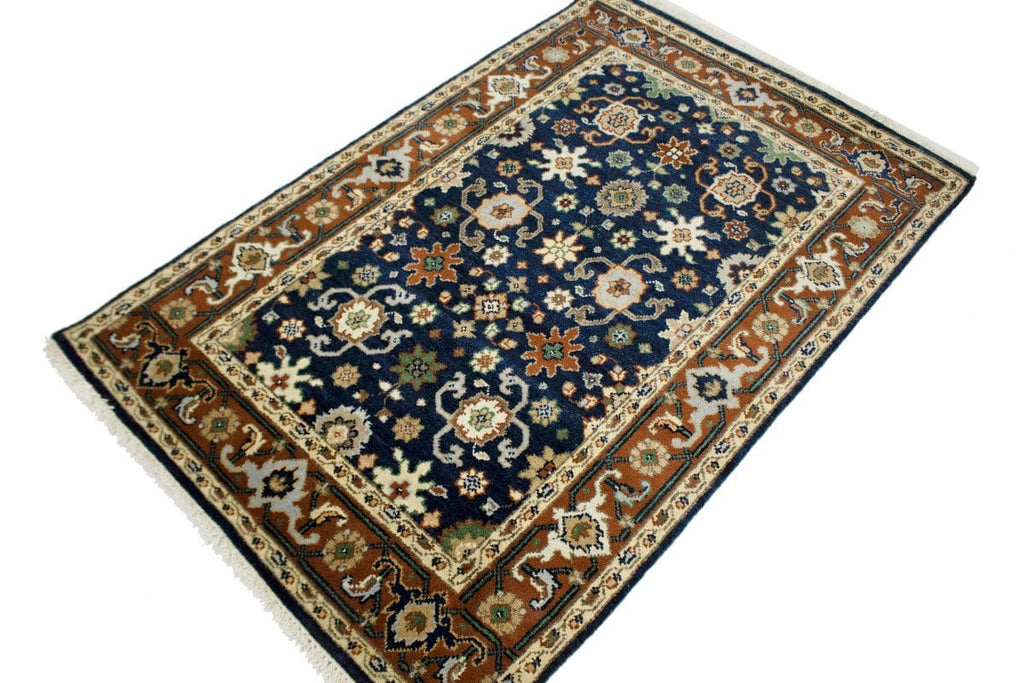 Dark Navy Floral 4X6 Indo-Mahal Oriental Rug