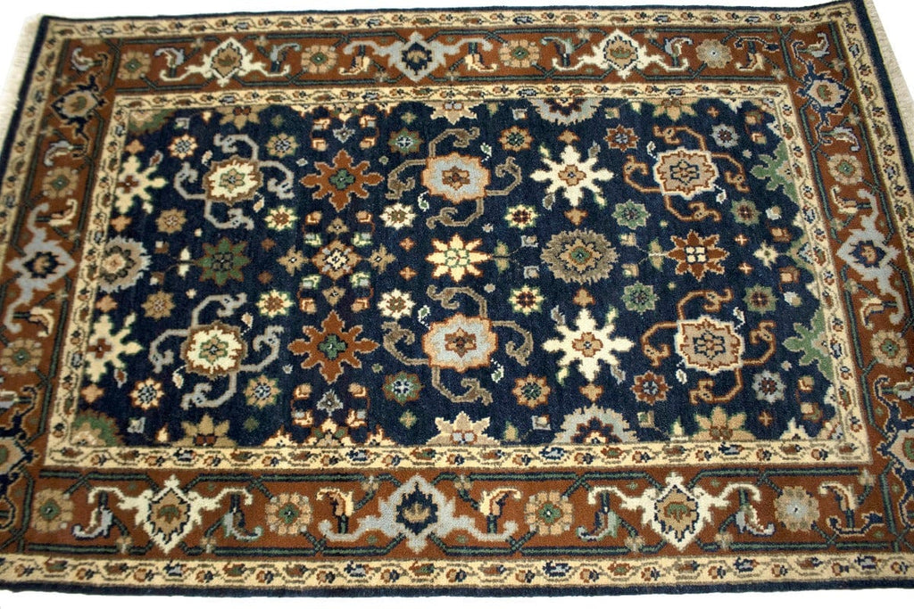 Dark Navy Floral 4X6 Indo-Mahal Oriental Rug