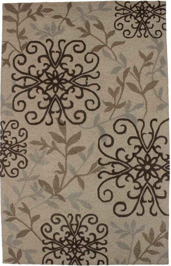 Beige Floral 5X8 Hand-Tufted Modern Rug